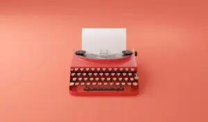 Retro vintage typewriter in single color style